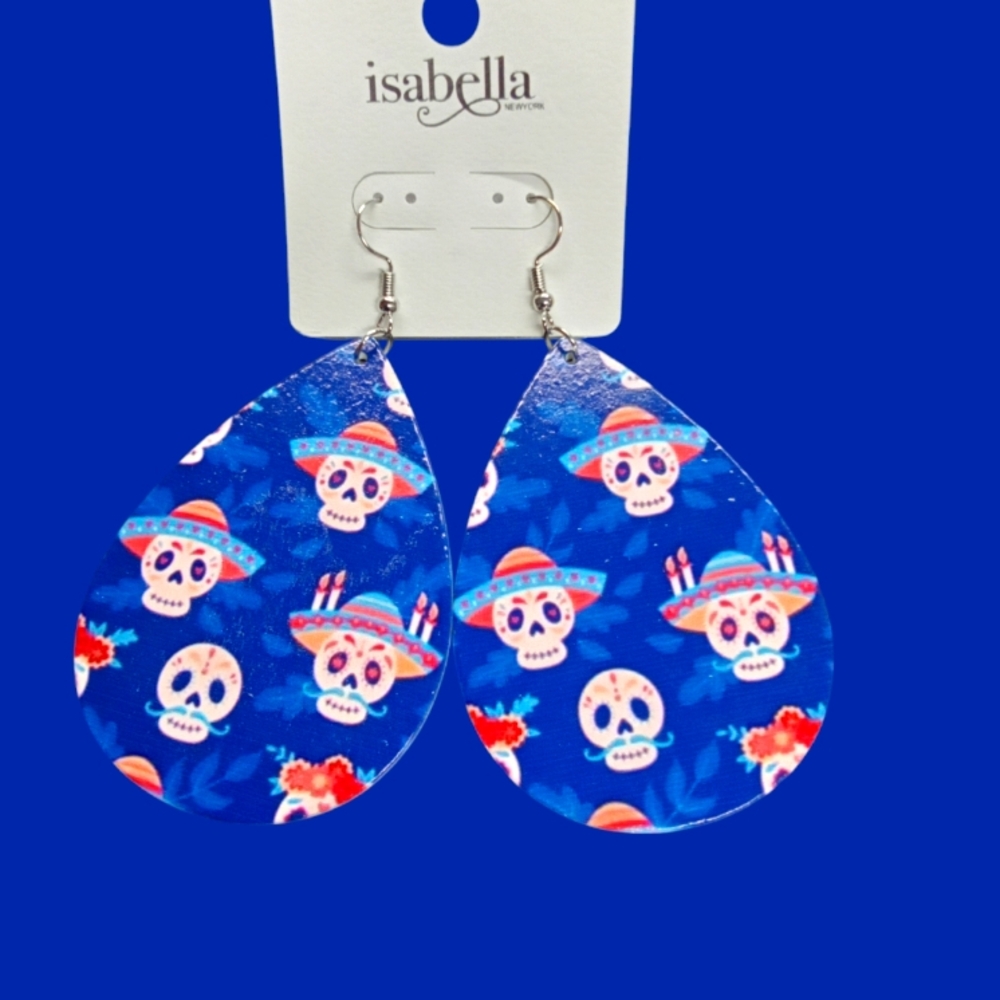 Sugar Skull Mariachi Large Floral Earrings